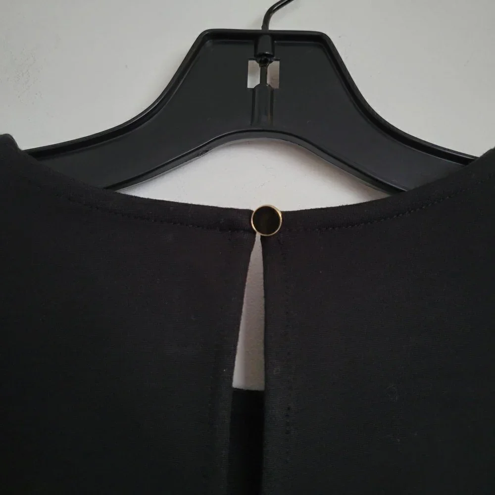 J. Crew Puff Sleeve Pointe Top Blouse Keyhole Back Black Style AE781 Size XS
